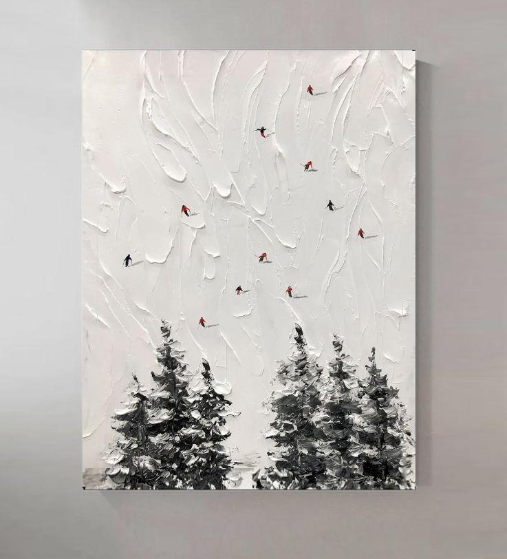 Cuadro Abstracto "Esquí" pintado a mano con textura | Arte por encargo