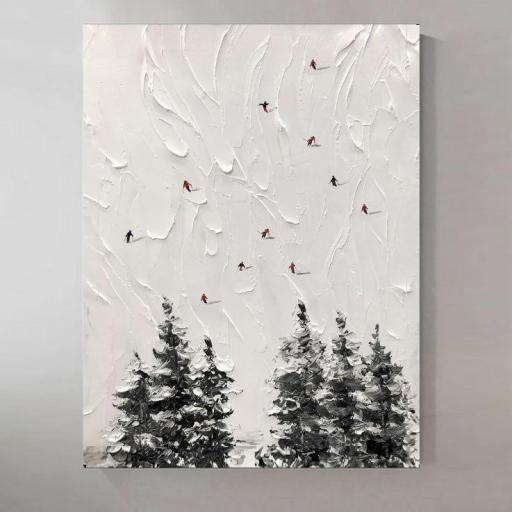 Cuadro Abstracto "Esquí" pintado a mano con textura | Arte por encargo [0]
