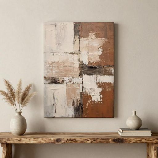Cuadro Abstracto Rústico con textura en tonos cálidos 100x70 cm – Pintado a Mano (Sin Marco)