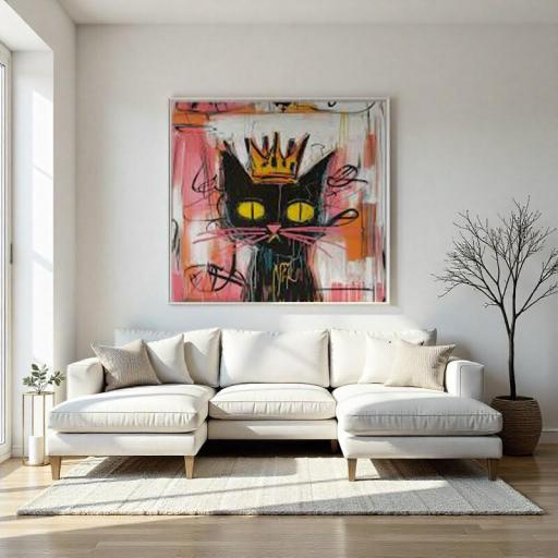 Cuadro Abstracto de Gato Colorido | Arte Moderno Pintado a Mano [0]