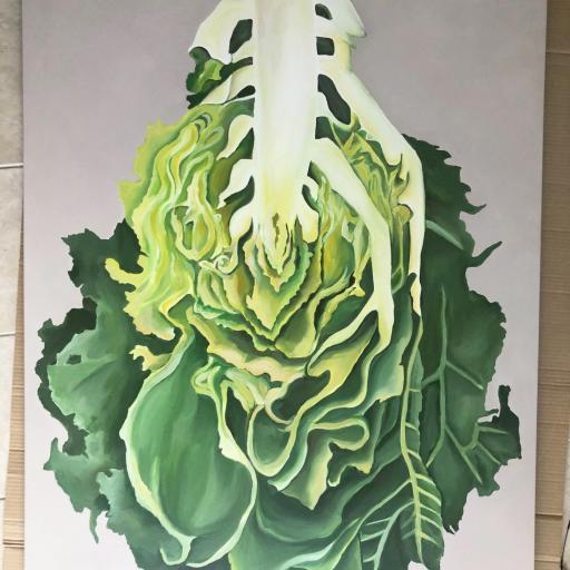 Cuadro Decorativo Lechuga pintado a mano. Sin marco [4]