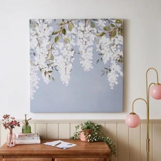Cuadro de Glicinas Pintado a Mano – Arte Floral Personalizado por Encargo - 80x80 cm – Sin marco [0]