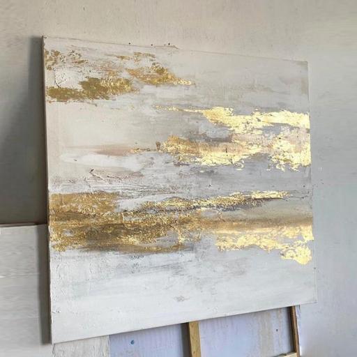 Cuadro personalizado pintado a mano con textura y Pan de Oro [0]