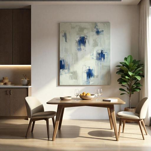 Cuadro Abstracto Azul 100x70 Pintado a Mano por Encargo | Arte Moderno con Texturas en Tonos Azules [0]