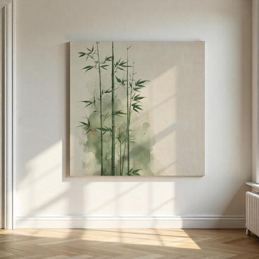 Cuadro de Bambú Pintado a Mano – Personalizado y por Encargo - 80x80 cm – Sin marco [1]