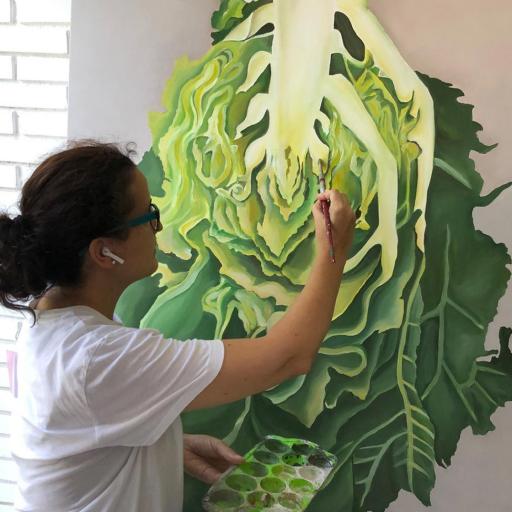 Cuadro Decorativo Lechuga pintado a mano. Sin marco [2]