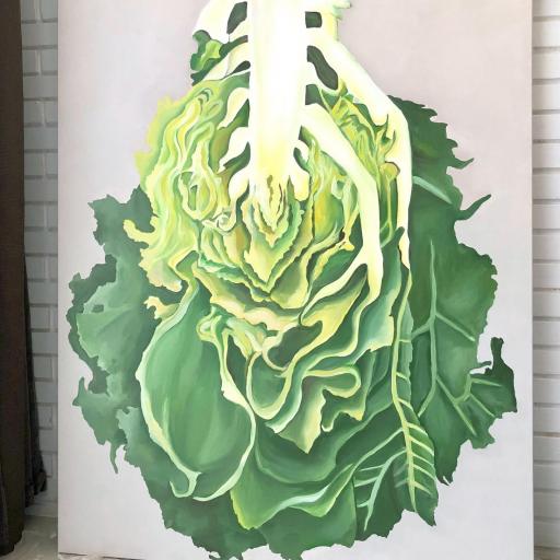 Cuadro Decorativo Lechuga pintado a mano. Sin marco [1]