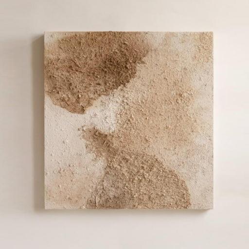 Cuadro Abstracto con Textura en Tonos Neutros Cálidos 80x80 cm – Decoración Moderna para Salón y Oficina [0]