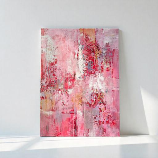 Cuadro Abstracto en tonos rosas con textura 100x70 cm – Pintado a Mano (Sin Marco) [0]