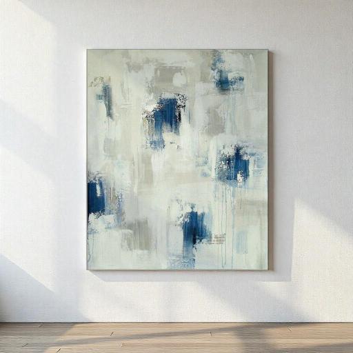 Cuadro Abstracto Azul 100x70 Pintado a Mano por Encargo | Arte Moderno con Texturas en Tonos Azules [1]