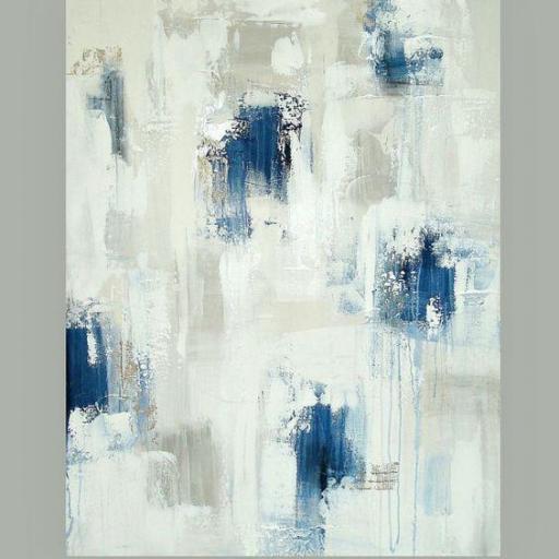 Cuadro Abstracto Azul 100x70 Pintado a Mano por Encargo | Arte Moderno con Texturas en Tonos Azules [2]