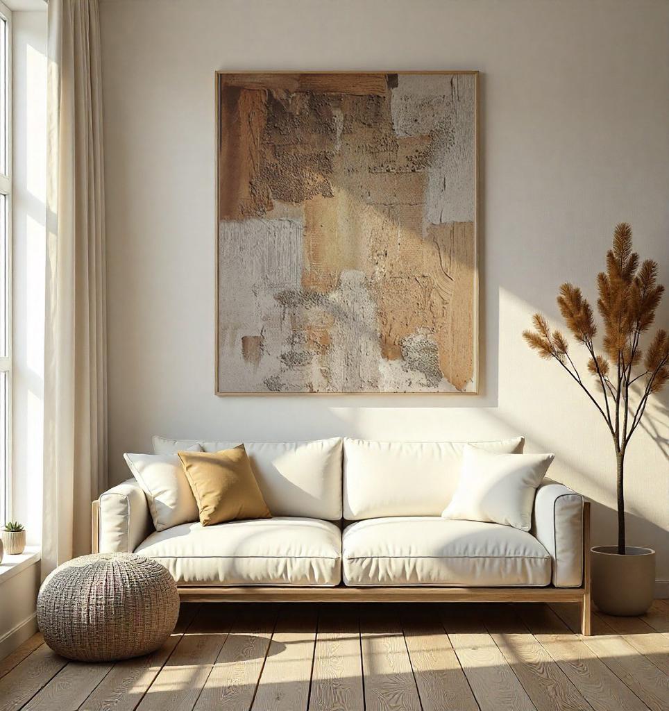 Cuadro Abstracto Texturizado Pintado a Mano en Tonos Neutros | Decoración Elegante 100x70 sin marco