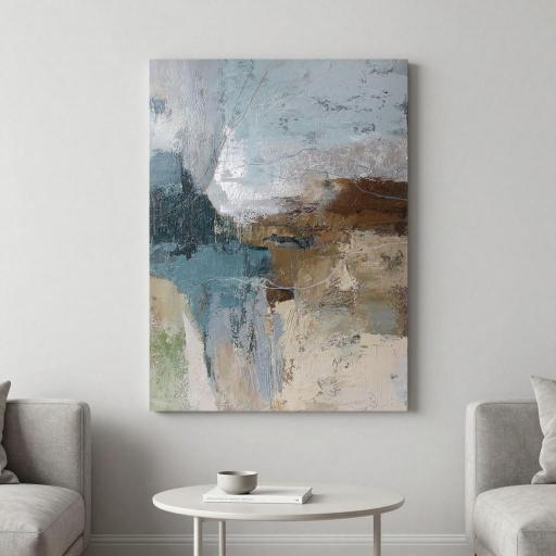 Cuadro Abstracto en tonos neutros con textura 100x70 cm – Pintado a Mano (Sin Marco)