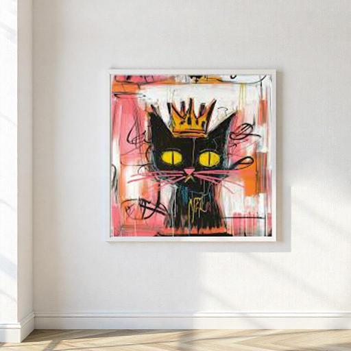 Cuadro Abstracto de Gato Colorido | Arte Moderno Pintado a Mano [1]