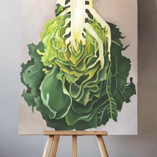 Cuadro Decorativo Lechuga pintado a mano. Sin marco [0]