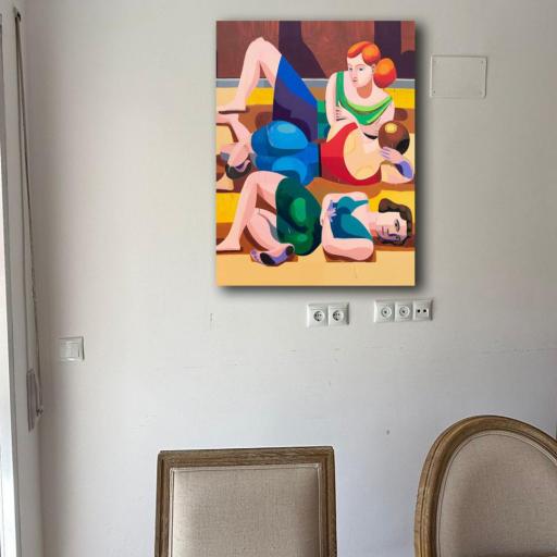 Cuadro Figuras Color 116x90 cm – Pintado a Mano (Sin Marco) [1]