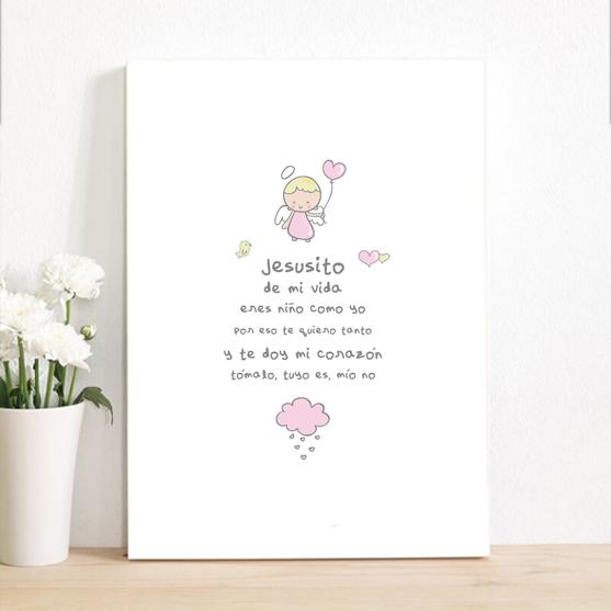Lámina infantil oración Jesusito de mi vida en rosa