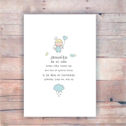Lámina infantil de oración Jesusito de mi vida en tonos azules [2]