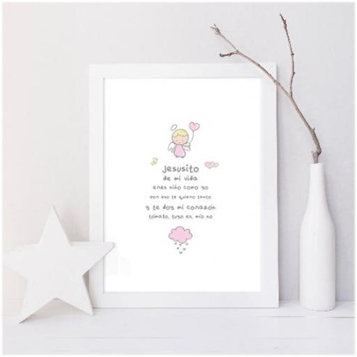 Lámina infantil oración Jesusito de mi vida en rosa [1]