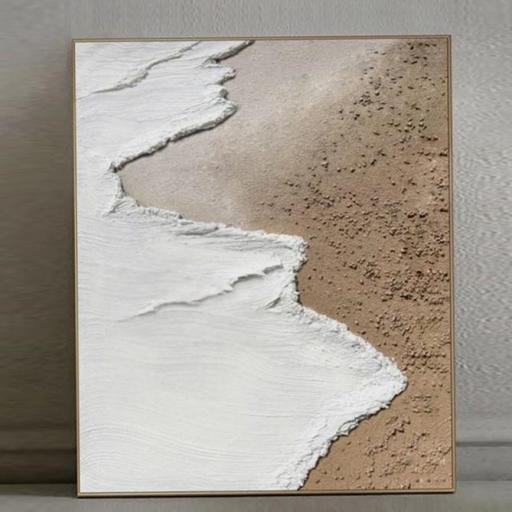 Cuadro Abstracto con Textura "Playa" en Tonos Neutros Cálidos – Pintado a Mano | Arte Moderno para Decoración de Hogar [0]