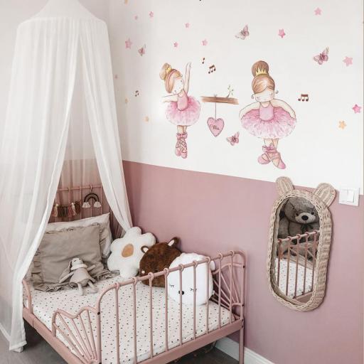 Vinilo Infantil de Pared Bailarinas, Estrellas y Mariposas – Decoración para Habitación de Bebé Niña [1]