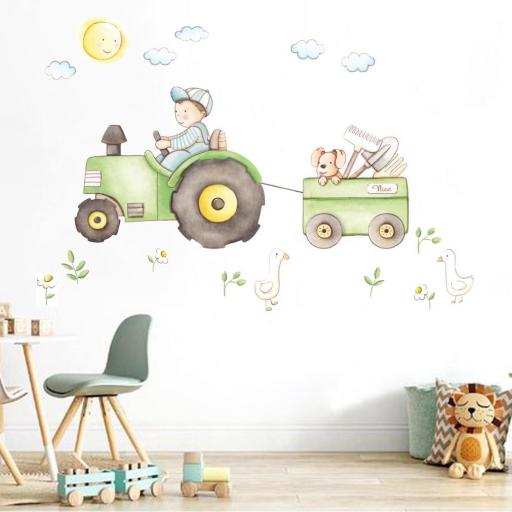 VINILO INFANTIL: Tractor con remolque [1]