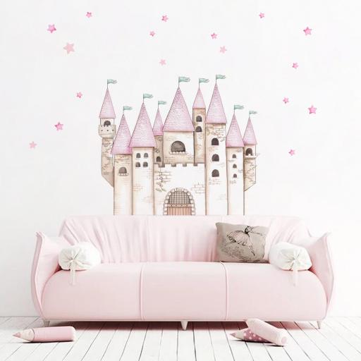 VINILO INFANTIL: Castillo de princesas ideal para cabecero de cama o cualquier espacio de habitación infantil de niña [1]