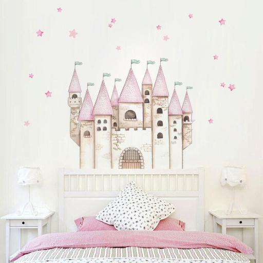 VINILO INFANTIL: Castillo de princesas ideal para cabecero de cama o cualquier espacio de habitación infantil de niña