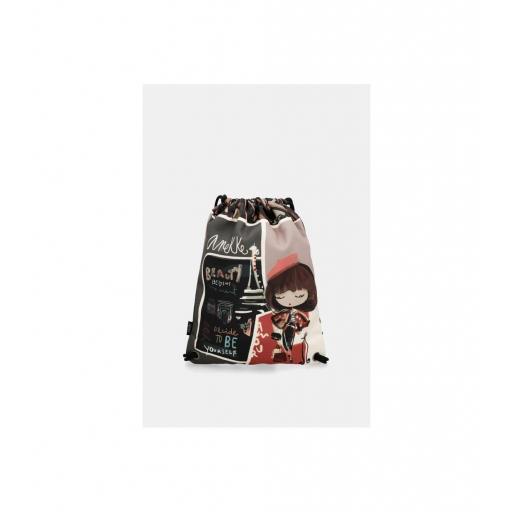 Saco tela estampado Anekkeanekke mochila saco mademoiselle