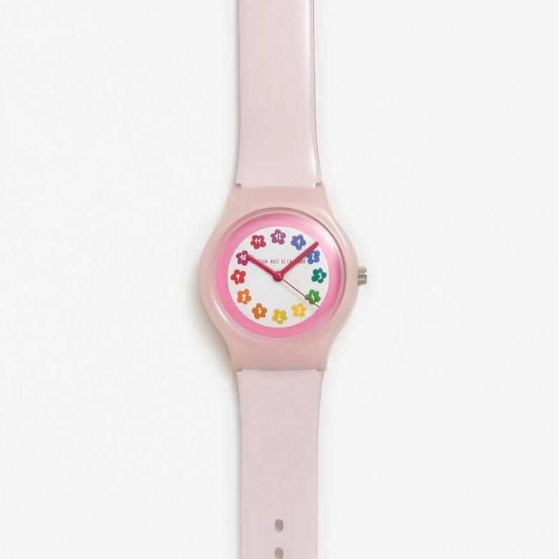 Reloj Pequeño Fip rosa esfera flores