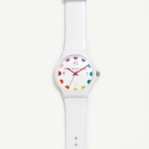 Reloj Grande flip Blanco esfera topos [0]