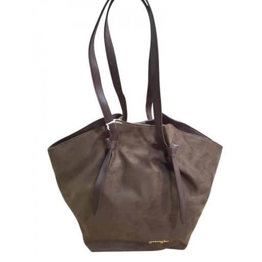 Bolso Shopper Amichi  Ante Marron con Neceser a juego
