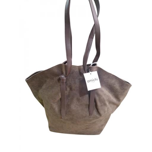 Bolso Shopper Amichi  Ante Marron con Neceser a juego [1]