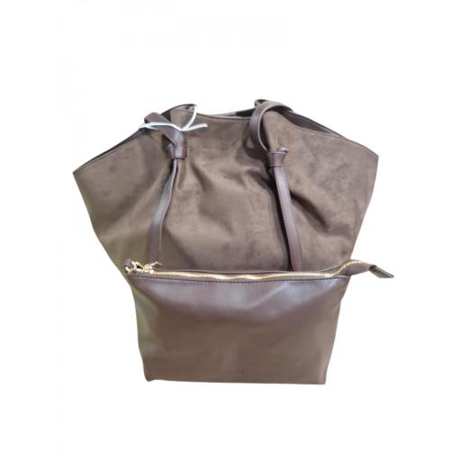 Bolso Shopper Amichi  Ante Marron con Neceser a juego [2]