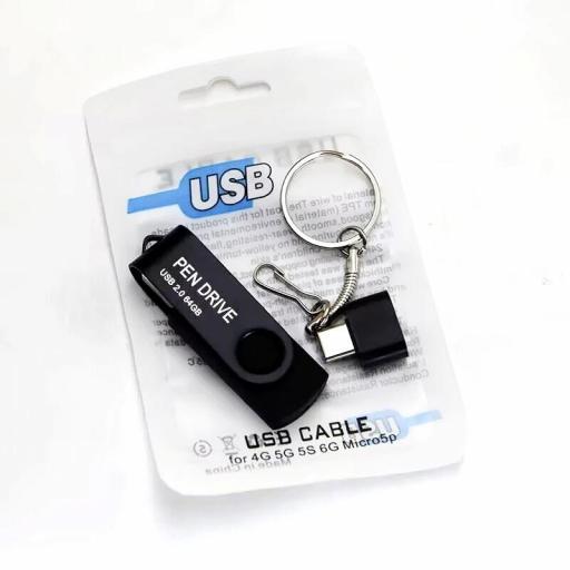 Llavero con Memoria USB mas Adaptador para movil tipo C o Micro USB varios colores [3]