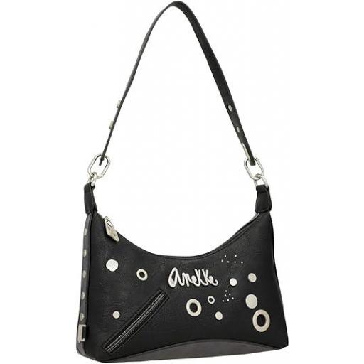 Anekke Bolso De Hombro Negro Crust - Mediano