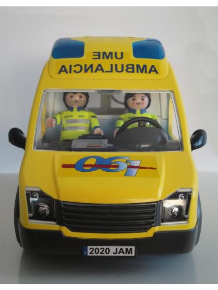 Ambulancia Playmobil personalizada con los distintivos del Servicio Murciano de Salud SMS [0]