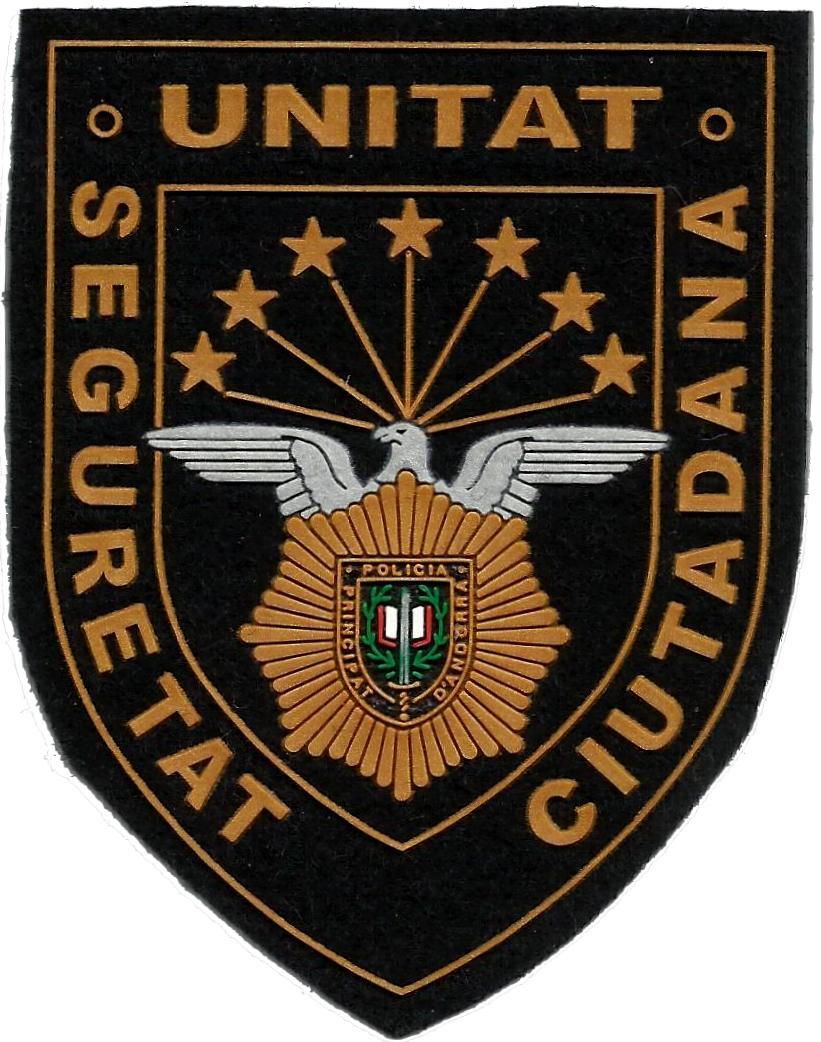 Policía Principado de Andorra Unidad Seguridad Ciudadana parche insignia emblema distintivo