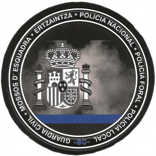 Policía Nacional Local Municipal Foral Mossos Ertzaintza Guardia Civil Delgada Banda Azul parche insignia emblema distintivo [0]