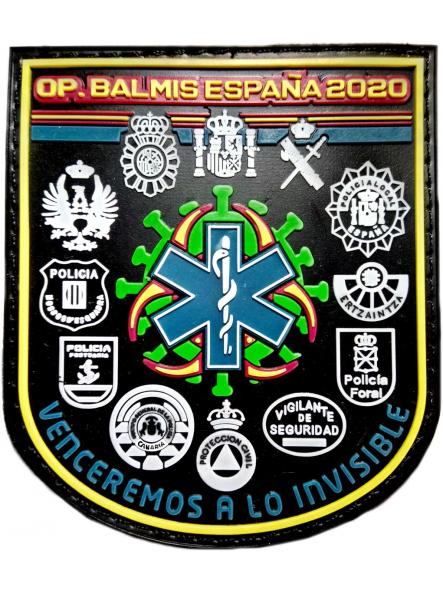 OPERACION BALMIS 2020 POLICIA NACIONAL LOCAL FORAL PORTUARIA GUARDIA CIVIL EJERCITO MOSSOS ERTZAINTZA VIGILANTES SEGURIDAD CNP  - PARCHE INSIGNIA EMBLEMA VENCEREMOS A LO INVISIBLE MEDICOS ENFERMERAS SANIDAD [0]