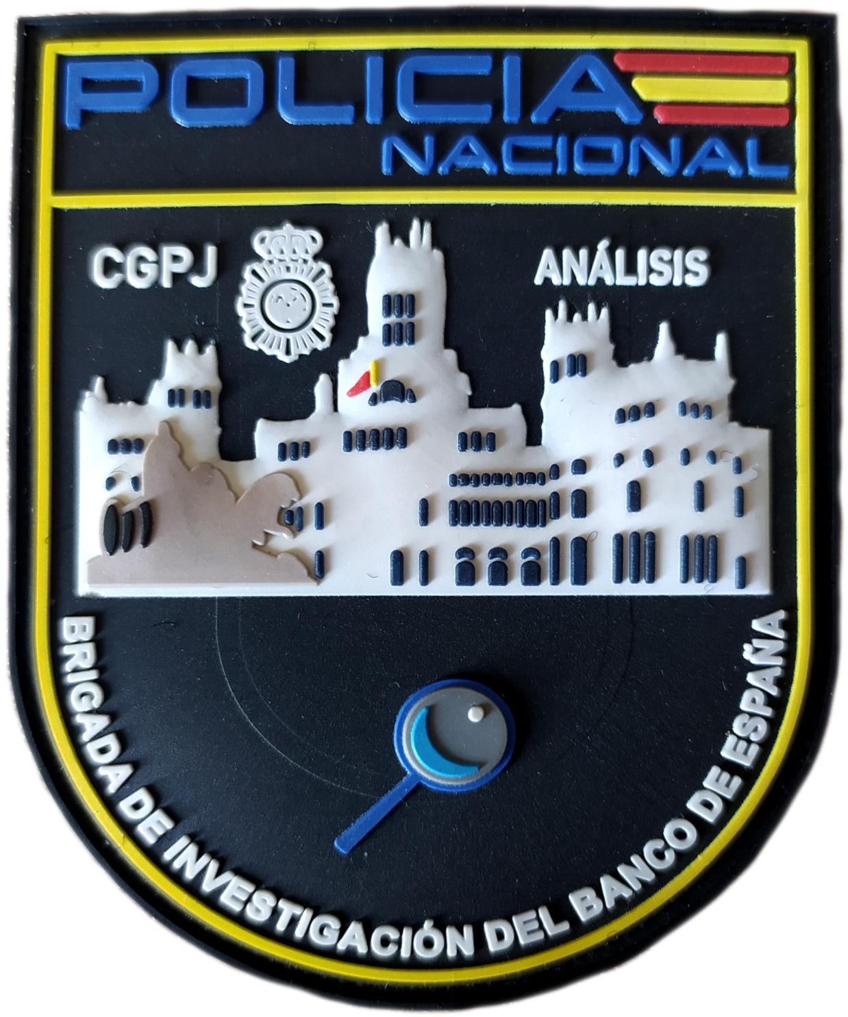 Policía Nacional CNP Brigada de Investigación del Banco de España análisis parche insignia emblema patch ecusson
