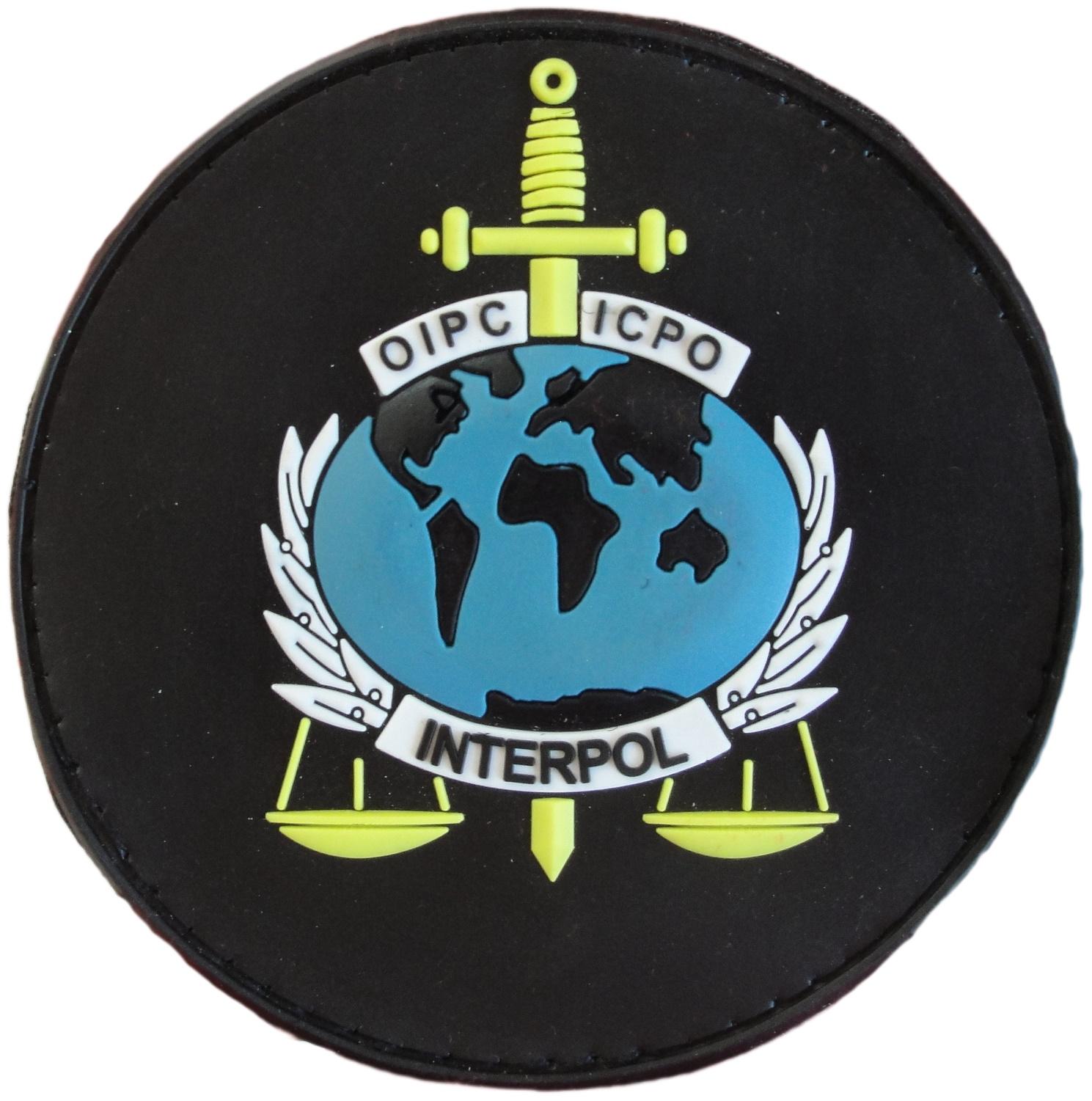 Policía Interpol OIPC ICPO Organización Internacional Police Criminal parche insignia emblema distintivo