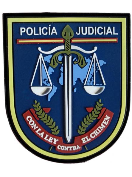 Policía Nacional CNP Judicial con la ley contra el crimen parche insignia emblema distintivo
