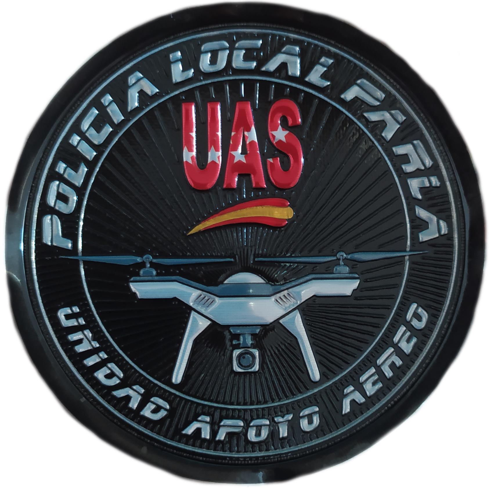Policía Local Parla Madrid UAS Unidad de Apoyo Aéreo Drones parche insignia emblema distintivo police patch ecusson