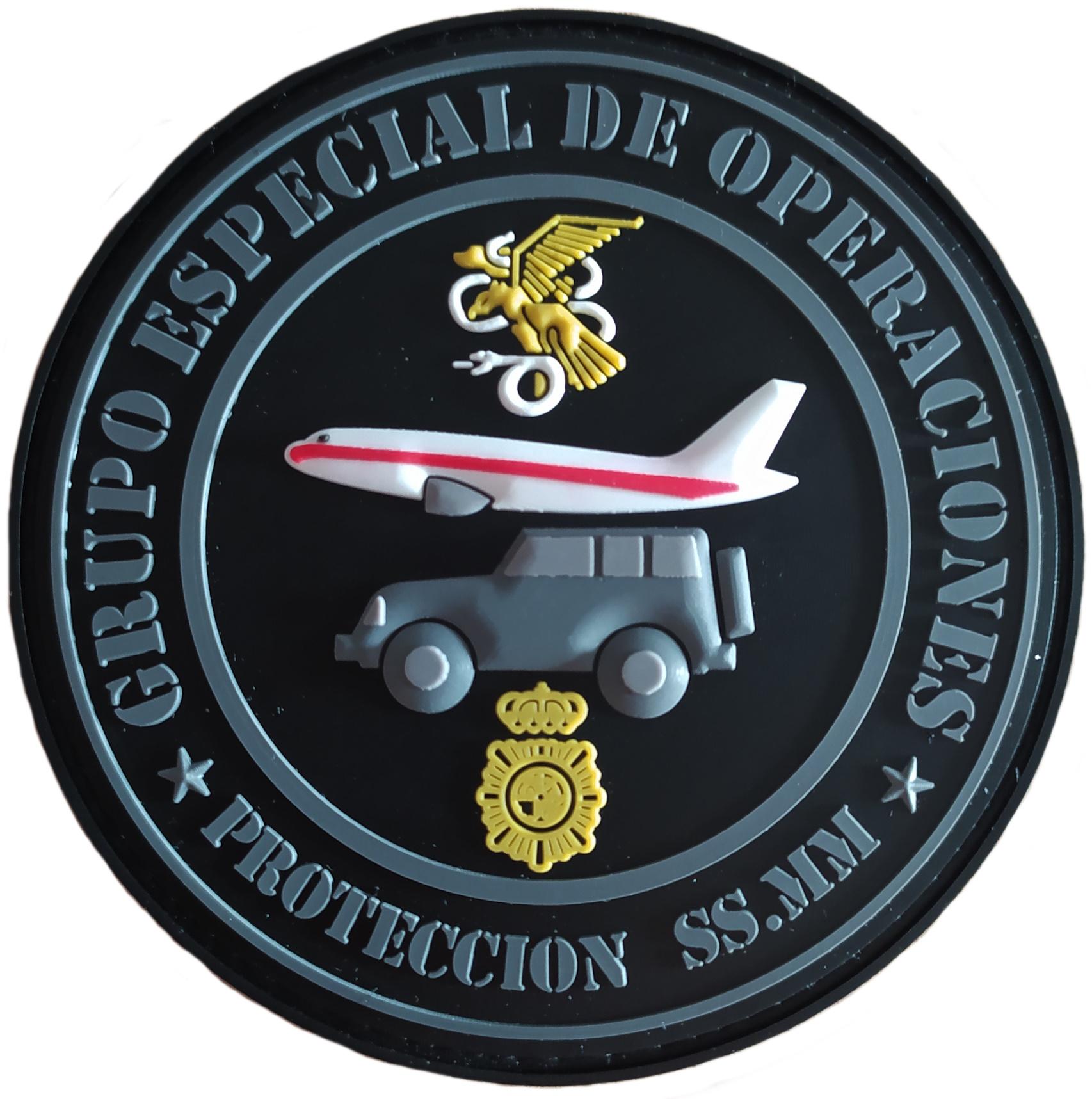 Policía Nacional GEO Grupo Especial de Operaciones Protección Sus Majestades Felipe Letizia Sofia Juan Carlos parche insignia emblema distintivo Swat Team