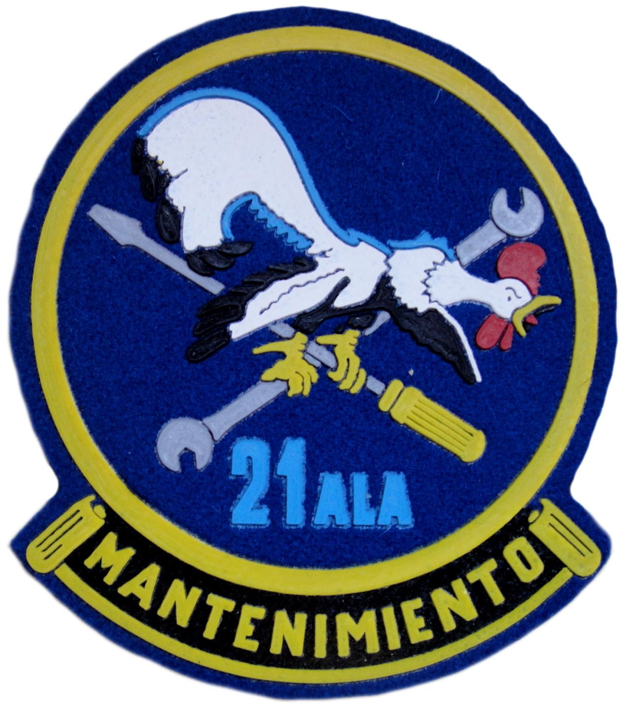 Ejército del aire ala 21 mantenimiento parche insignia emblema distintivo filo amarillo
