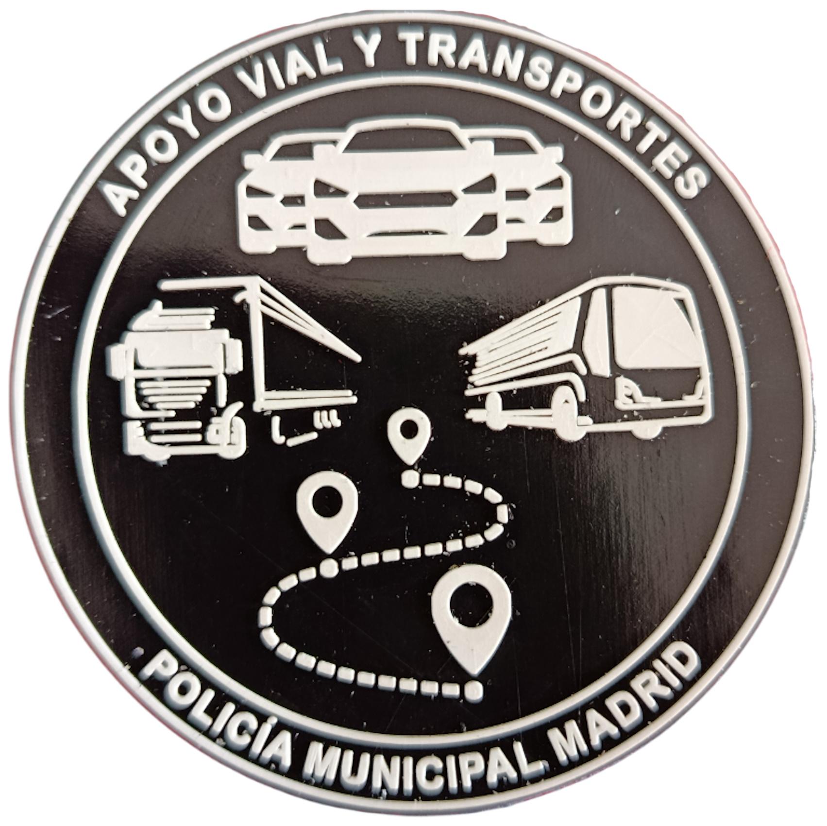 Policía Municipal Madrid Apoyo vial y transportes parche insignia emblema distintivo police patch ecusson