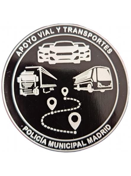 Policía Municipal Madrid Apoyo vial y transportes parche insignia emblema distintivo police patch ecusson