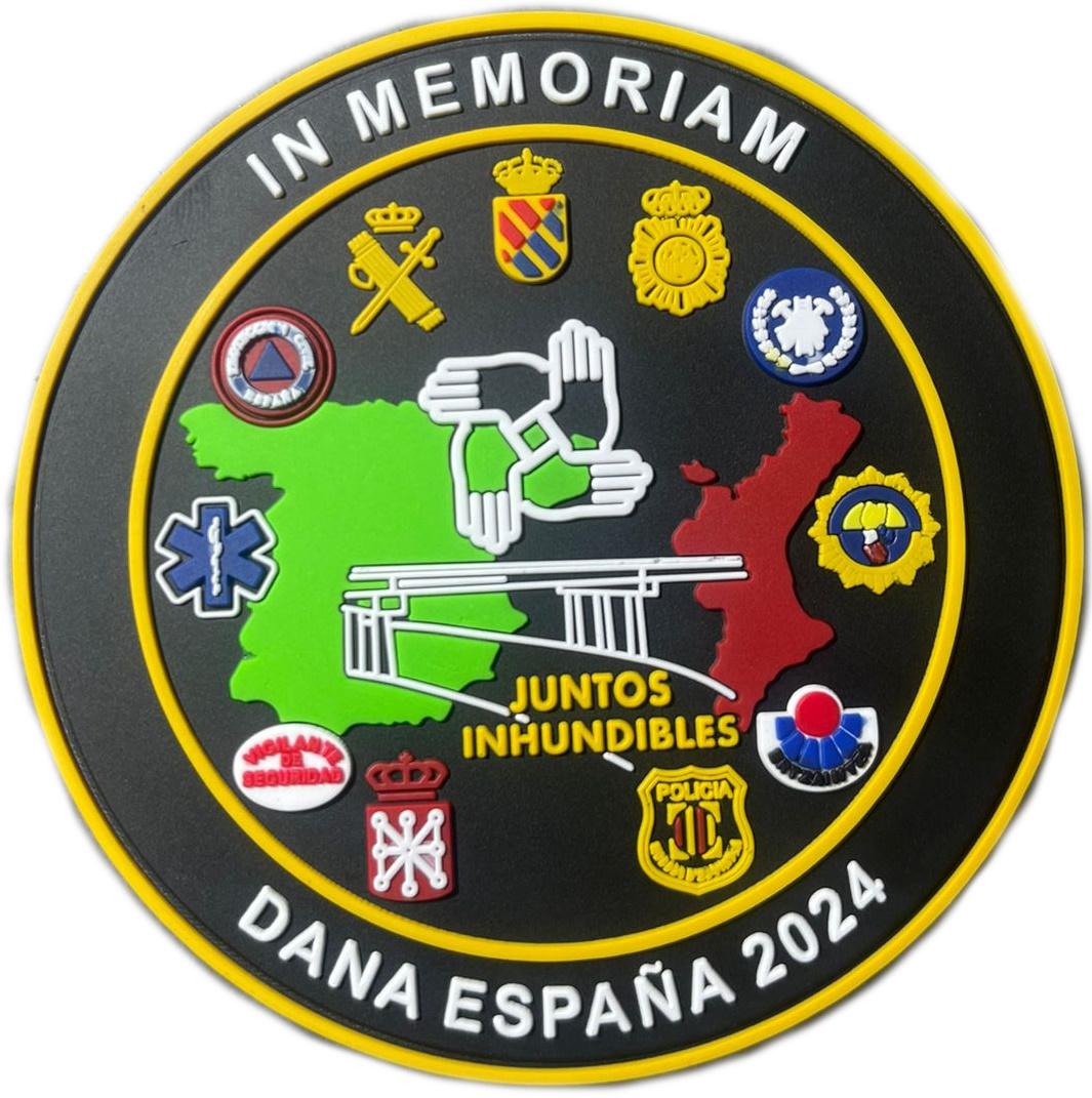Dana España 2024 In Memoriam Voluntarios Ejército Policía Nacional Foral Local Bomberos Vigilantes de Seguridad Mossos Ertzaintza Sanitarios Protección Civil Emergencias  parche insignia emblema distintivo
