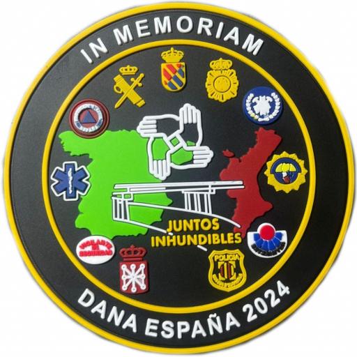 Dana España 2024 In Memoriam Voluntarios Ejército Policía Nacional Foral Local Bomberos Vigilantes de Seguridad Mossos Ertzaintza Sanitarios Protección Civil Emergencias  parche insignia emblema distintivo